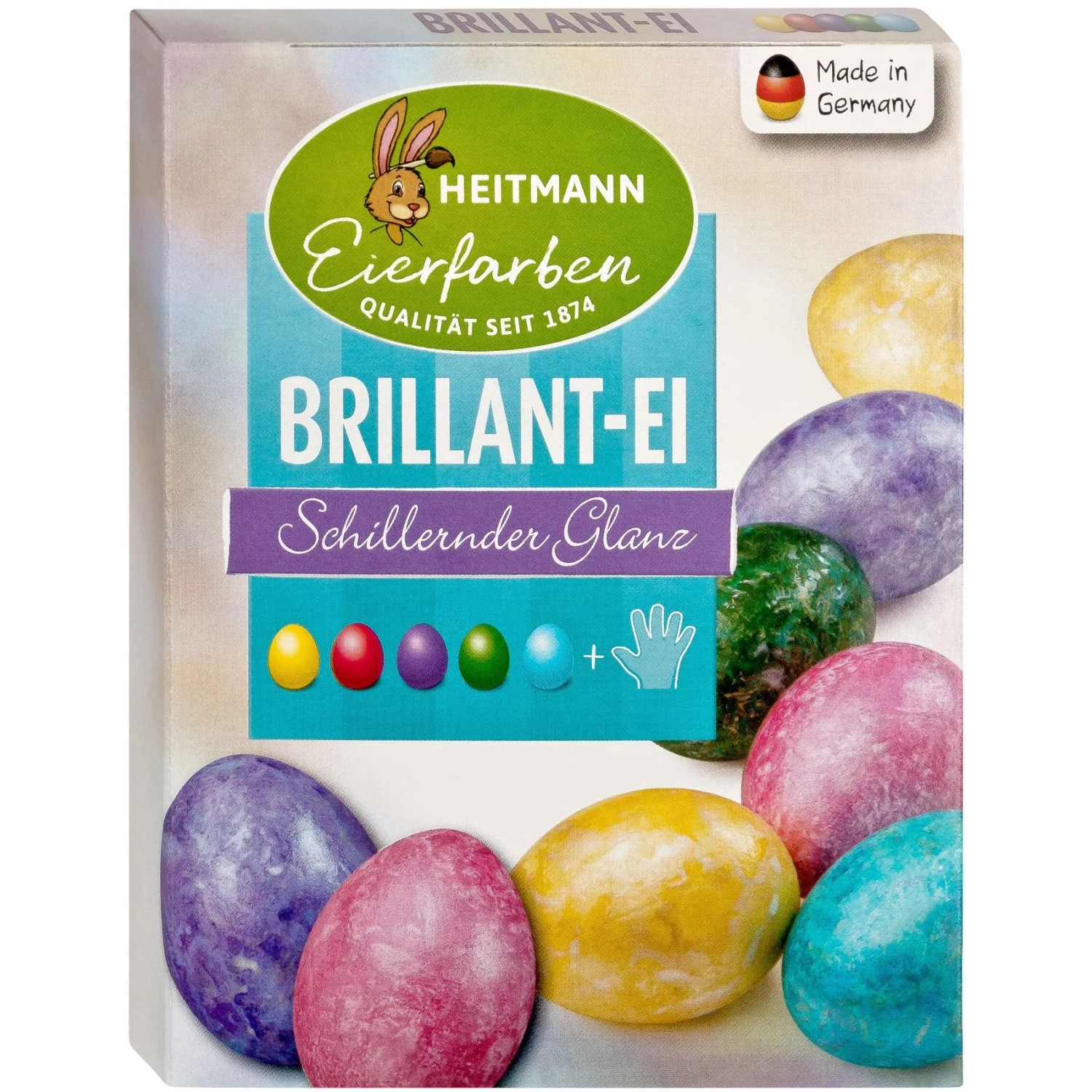 Heitmann Eierfarben, Nido di Pasqua glitterato blu verde e rosso, 1 pezzo