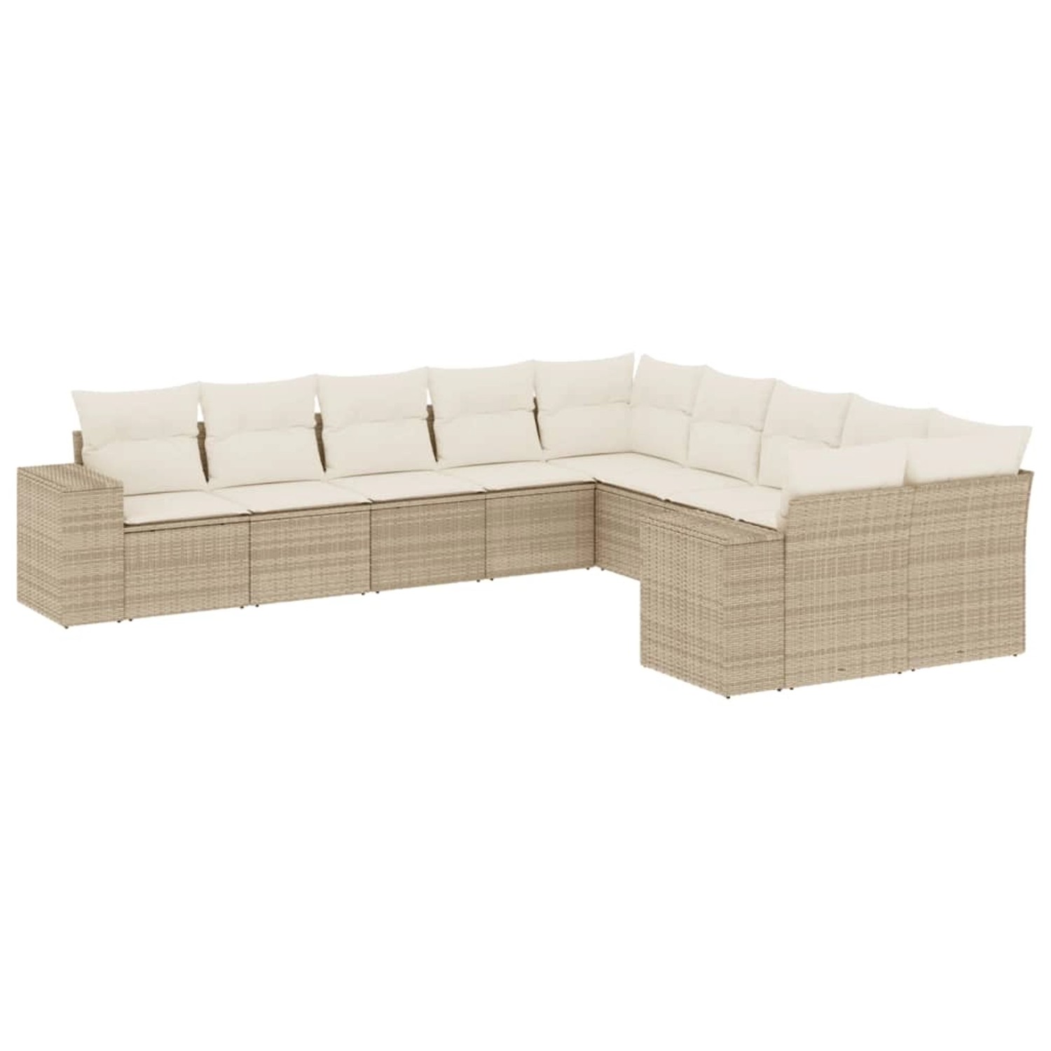 vidaXL 10-Tlg Garten-Sofagarnitur mit Kissen Beige Poly Rattan 3223107 günstig online kaufen