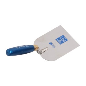 LUX Stuckateurspachtel Classic, 100 mm, rostfrei mit blauem Holzgriff.