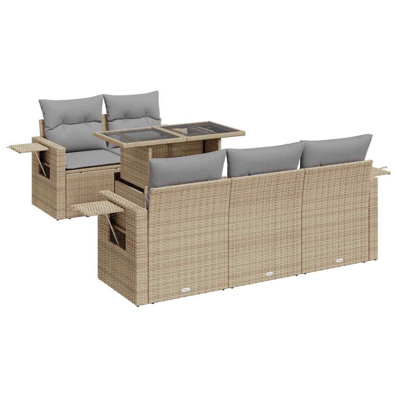 vidaXL 6-Tlg Garten-Sofagarnitur mit Kissen Beige Poly Rattan 3326410 günstig online kaufen