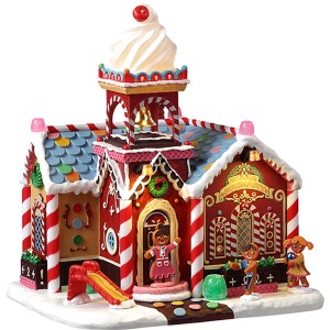 Lemax Weihnachtsdeko: Pat-A-Cake Grundschule mit Lebkuchenfiguren und LED-Beleuchtung.