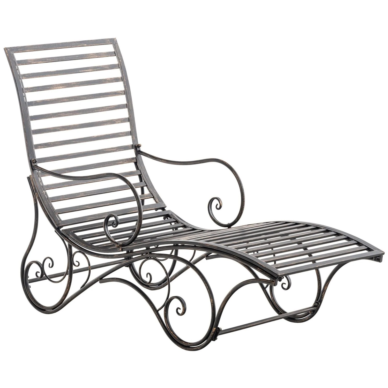 DELUKE Gartenliege SENTA Antik 58x140x101cm Metall Bronze Sonnenliege Strandliege