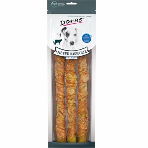 Dokas Kaurolle mit Huhn, 315g, für Hunde. Getrocknete Rindhaut ummantelt mit Hühnchen.