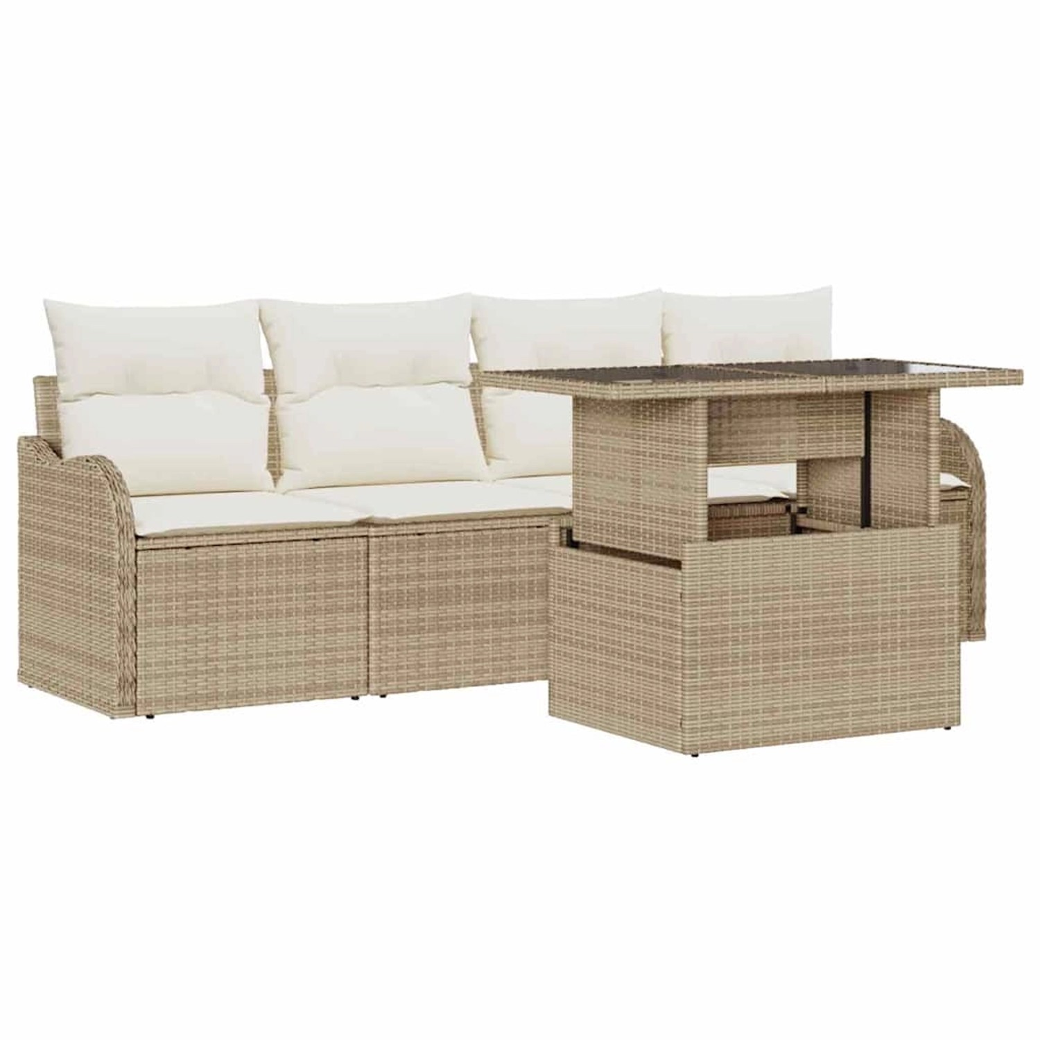 vidaXL Garten-Sofa-Set mit Kissen 5-Tlg Beige Poly Rattan 3348367 günstig online kaufen