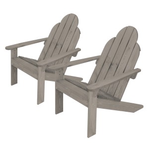 2er Set graue ECD Germany Adirondack Gartenstühle aus Massivholz. Holzstühle für Garten und Terrasse.