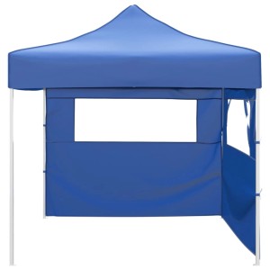 Blaues vidaXL Faltzelt 3x3m mit zwei Wänden für Garten & Grillfeste.