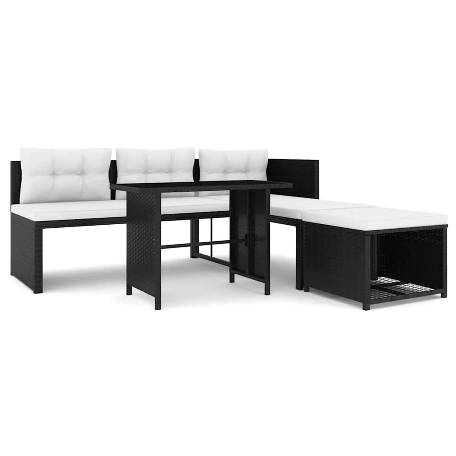 vidaXL 4-Tlg Garten-Lounge-Set Poly Rattan Schwarz 44287