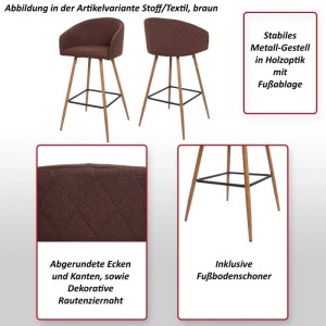 MCW Barhocker D72 2er-Set Samt Grau