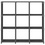 Graues VidaXL Würfelregal mit 9 Fächern aus Stoff und Stahl, 103x30x107,5 cm.
