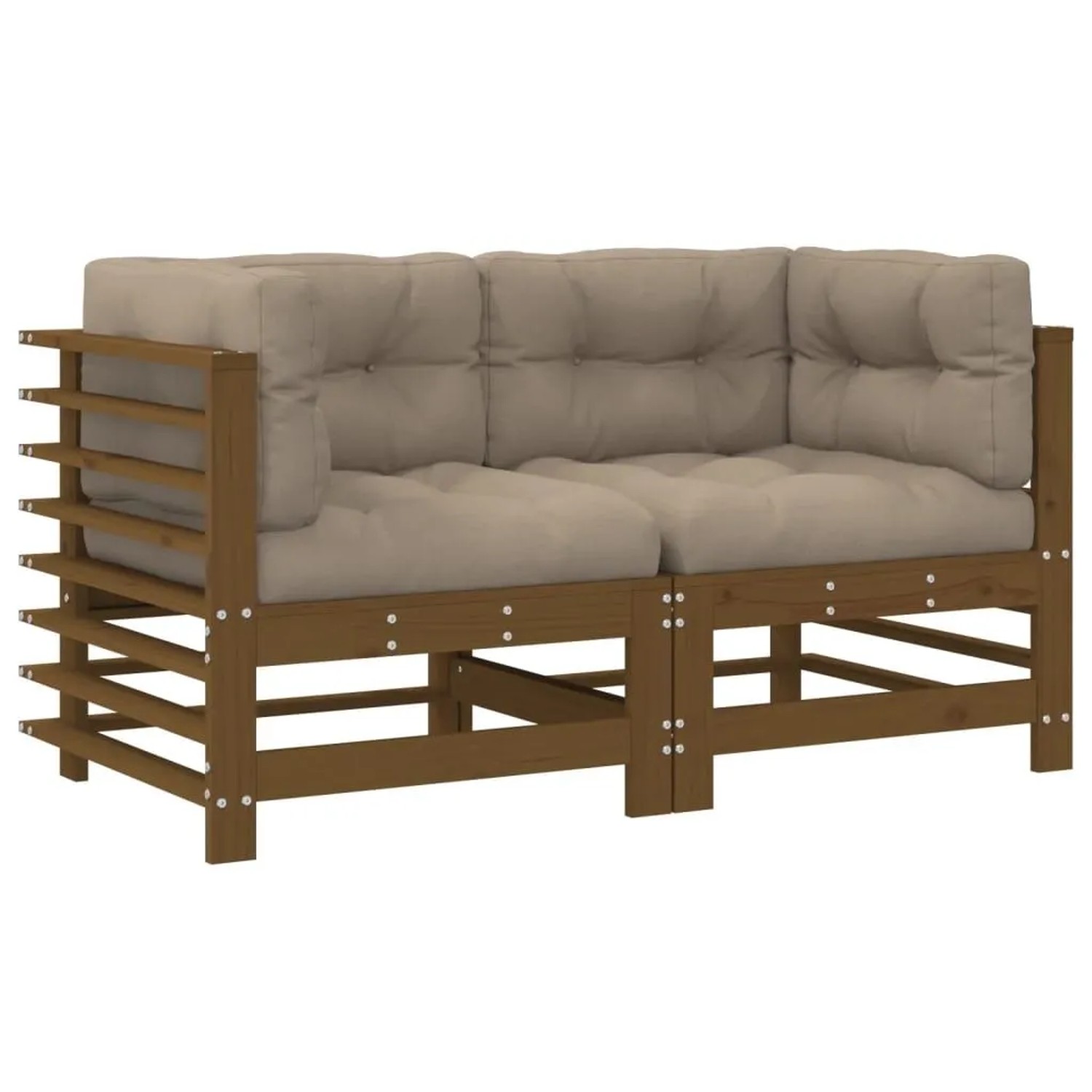 vidaXL Ecksofas mit Kissen 2 Stk Honigbraun Massivholz Kiefer 825684