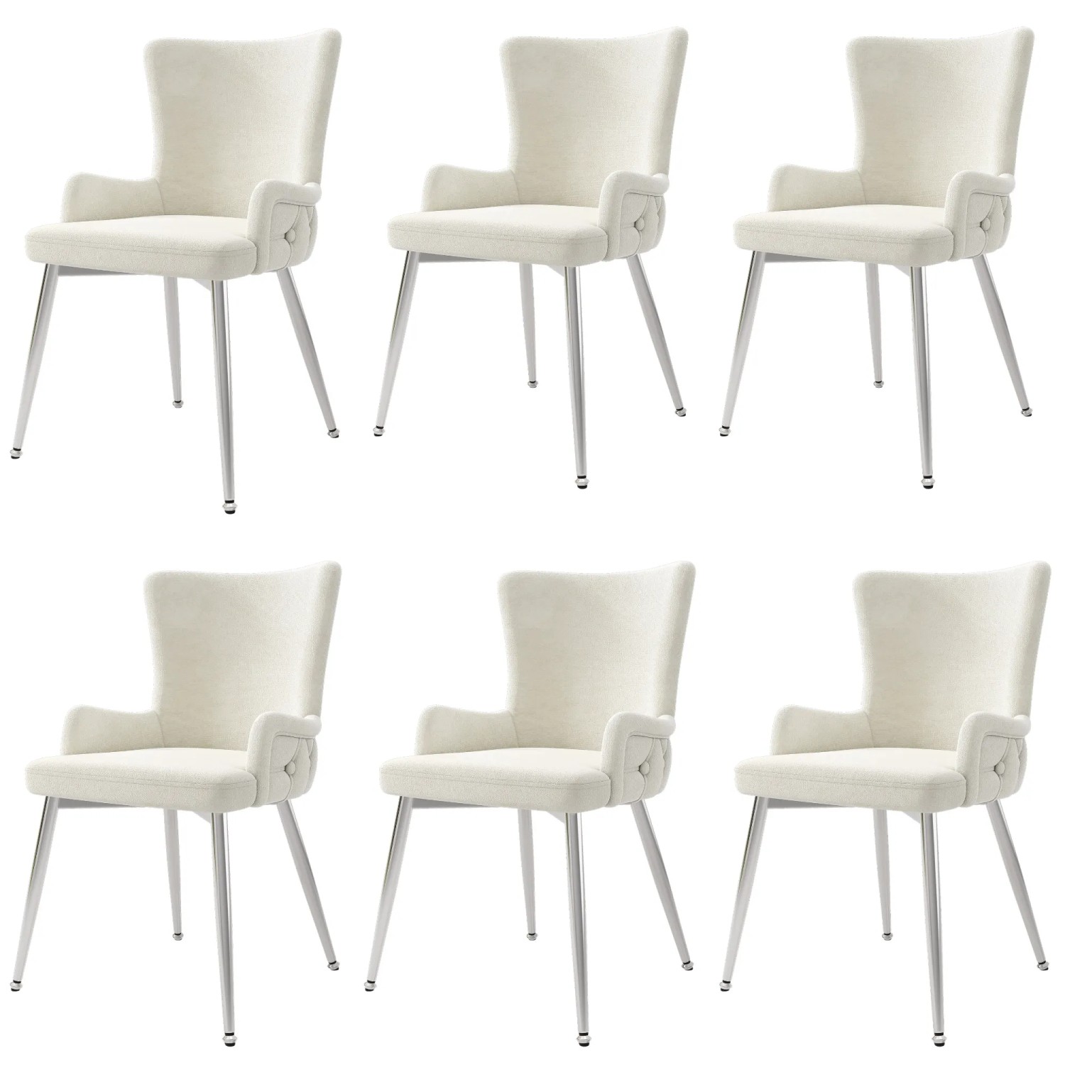 Merax 6 Esszimmerstühle Samt Silberfarbene Metallbeine Wohnzimmerstuhl Beige