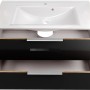 Fackelmann Waschplatz-Set B.Brillant, 100 cm, Asteiche/Anthrazit mit Glasbecken und zwei Schubladen.