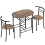 Rustikal-braune HOMCOM Essgruppe aus MDF und Metall mit ovalem Tisch, 2 Stühlen und Ablagefach. Platzsparendes Design.