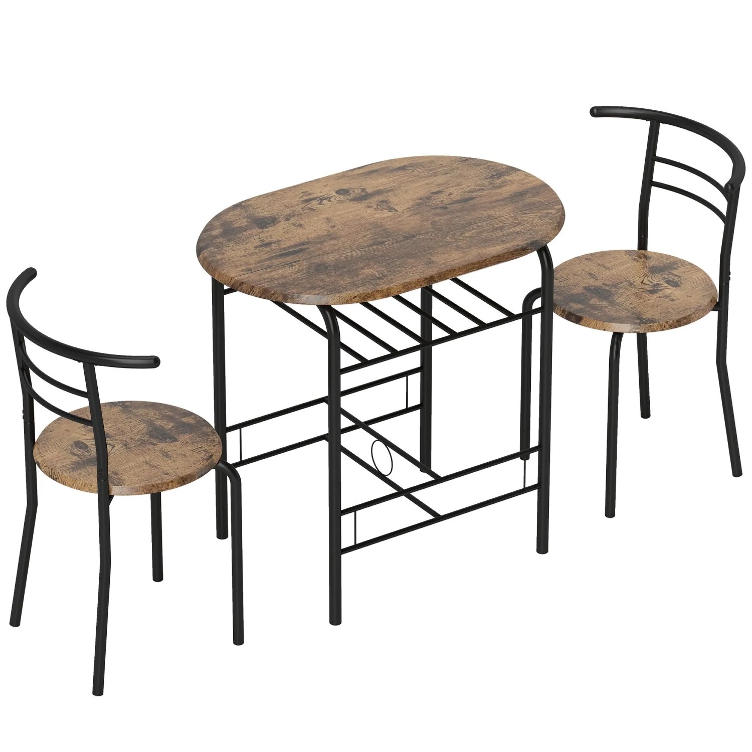 HOMCOM Dining Table Set MDF Metall 80L x 52B x 76H cm Rustikal-Braun