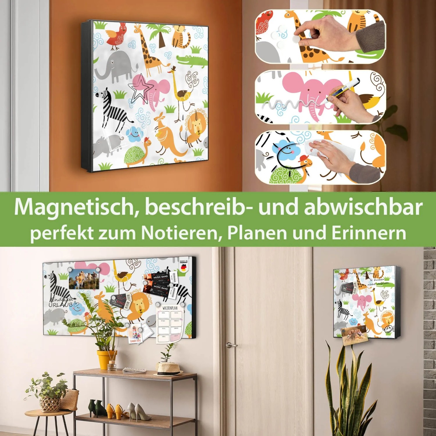 Banjado Großer Schlüsselkasten Glas 30 x 30 cm Schwarz 50 Haken Beschreibbar kaufen bei OBI