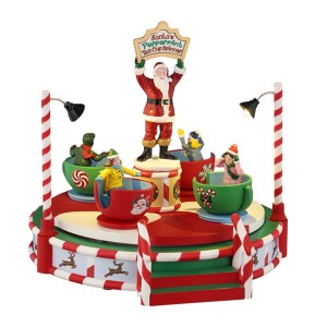 Lemax Weihnachtsdekoration: Santa's Peppermint Teacup Spinner mit Santa und Kindern in Teetassen.