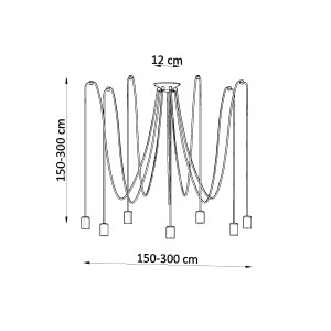 Schwarzer Sollux Lighting Kronleuchter Edison 7 mit sieben E27 Fassungen, ideal für Wohnzimmer.