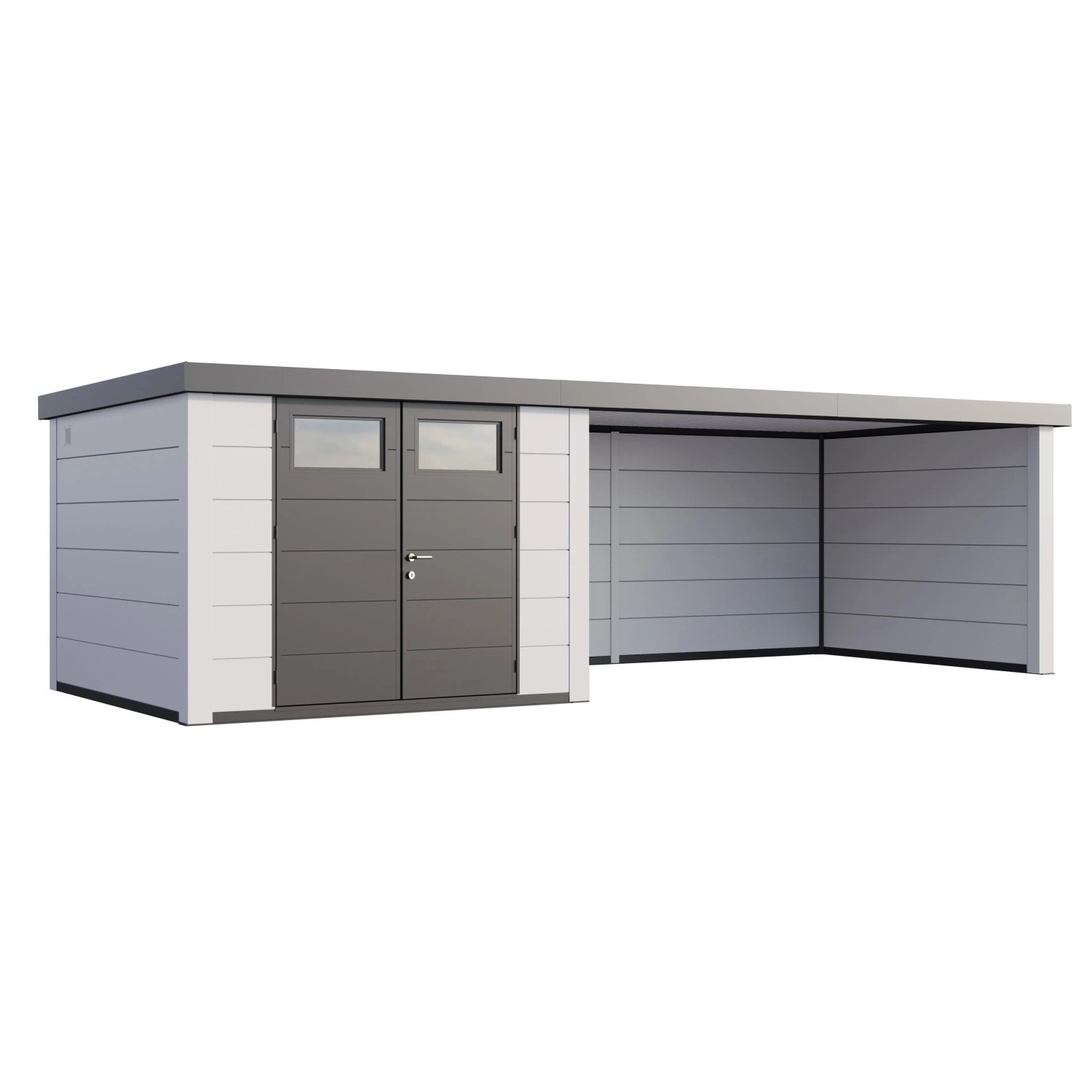 Gerätehaus Classico 3030 Lounge XL Rechts mit Weiße Ecken 762 x 238 cm Weiß günstig online kaufen