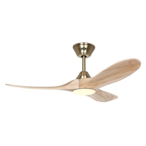CASAFAN Deckenventilator Eco Genuino-L mit LED, Messing/Holz, 122cm. Energiesparend und mit Fernbedienung.