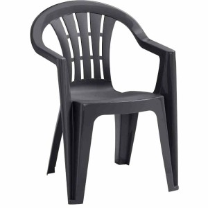 Graphitfarbener Jardin Cuba Fresh Stapelsessel aus Vollkunststoff. Wetterfest, stapelbar, ideal für Garten & Terrasse.