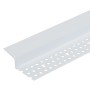 Weißes Protektor Schattenfugenprofil aus PVC für Trockenbau, mit gelochtem Schenkel und 18 mm Schattenfuge.
