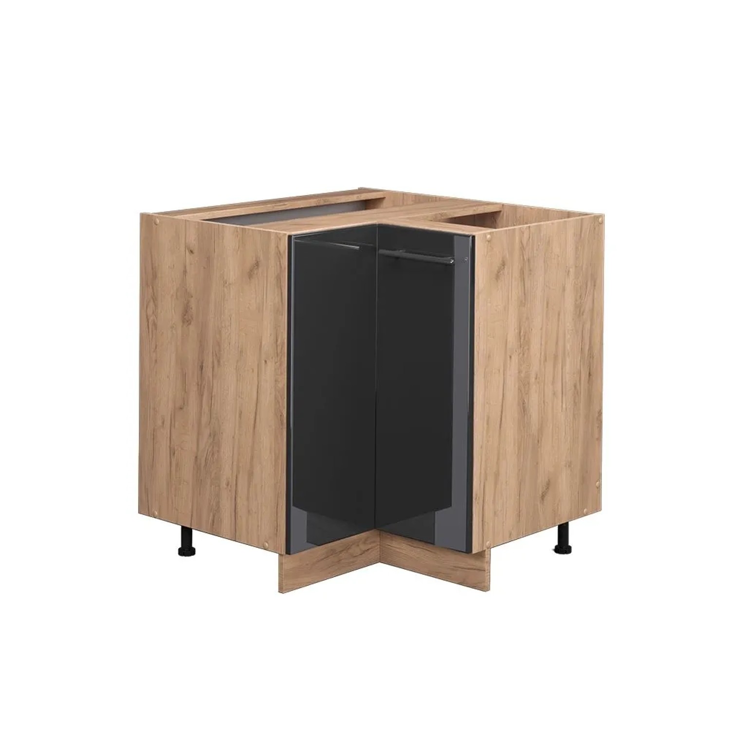 Vicco Eckunterschrank Fame-Line Anthrazit Hochglanz Goldkraft Eiche 81 cm ohne Arbeitsplatte