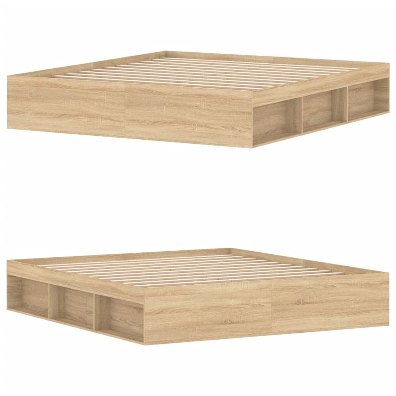 vidaXL Bettgestell Sonoma-Eiche (180x200 cm) mit Stauraum.