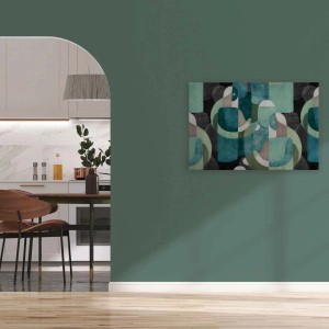 Türkis-mintfarbenes Wandbild im Retro-Stil, abstrakte Kunst auf Leinwand, 90x60 cm.