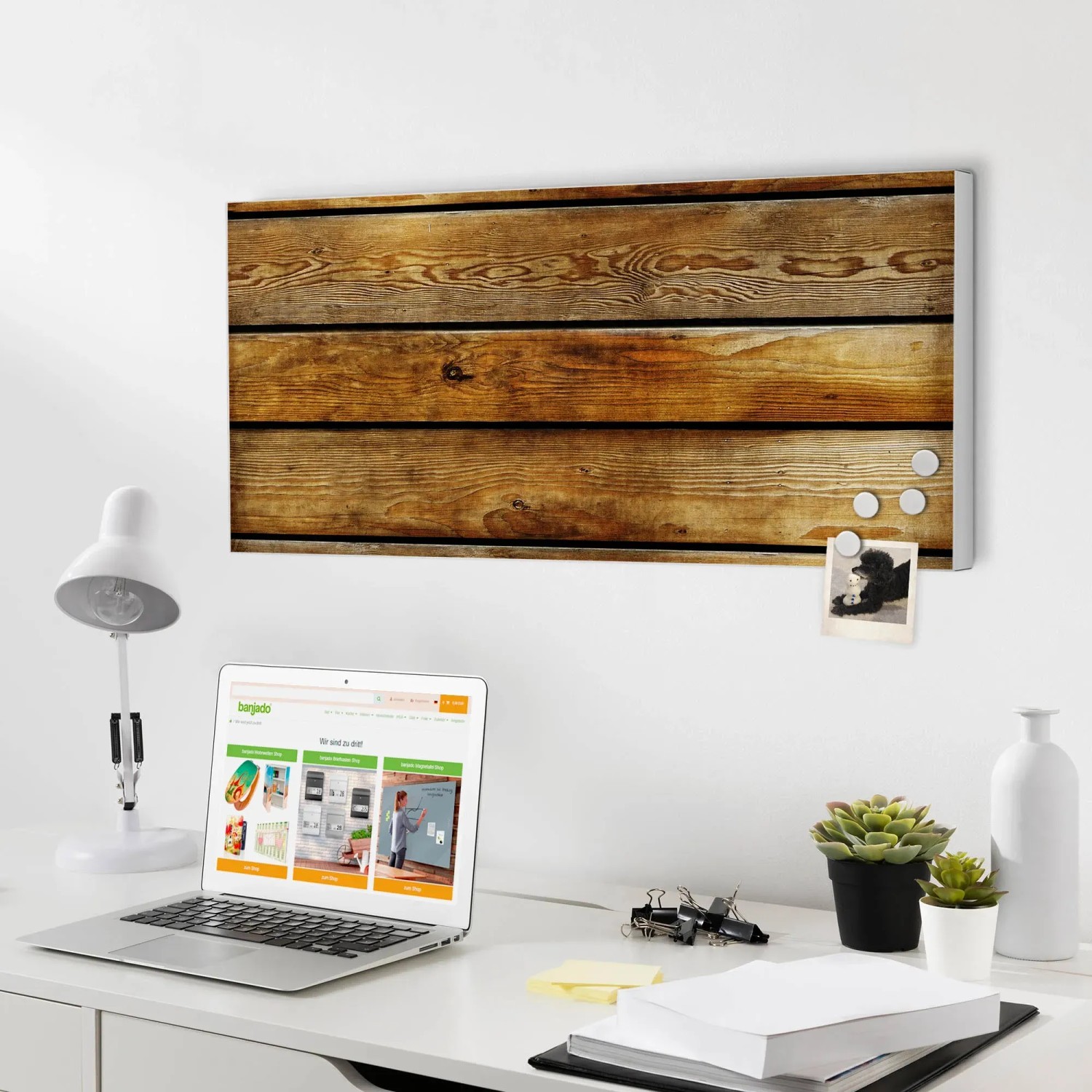 Banjado Magnettafel 30x75 Cm – Magnetwand Mit Regenbogenmotiv, Inkl. 4 Magneten