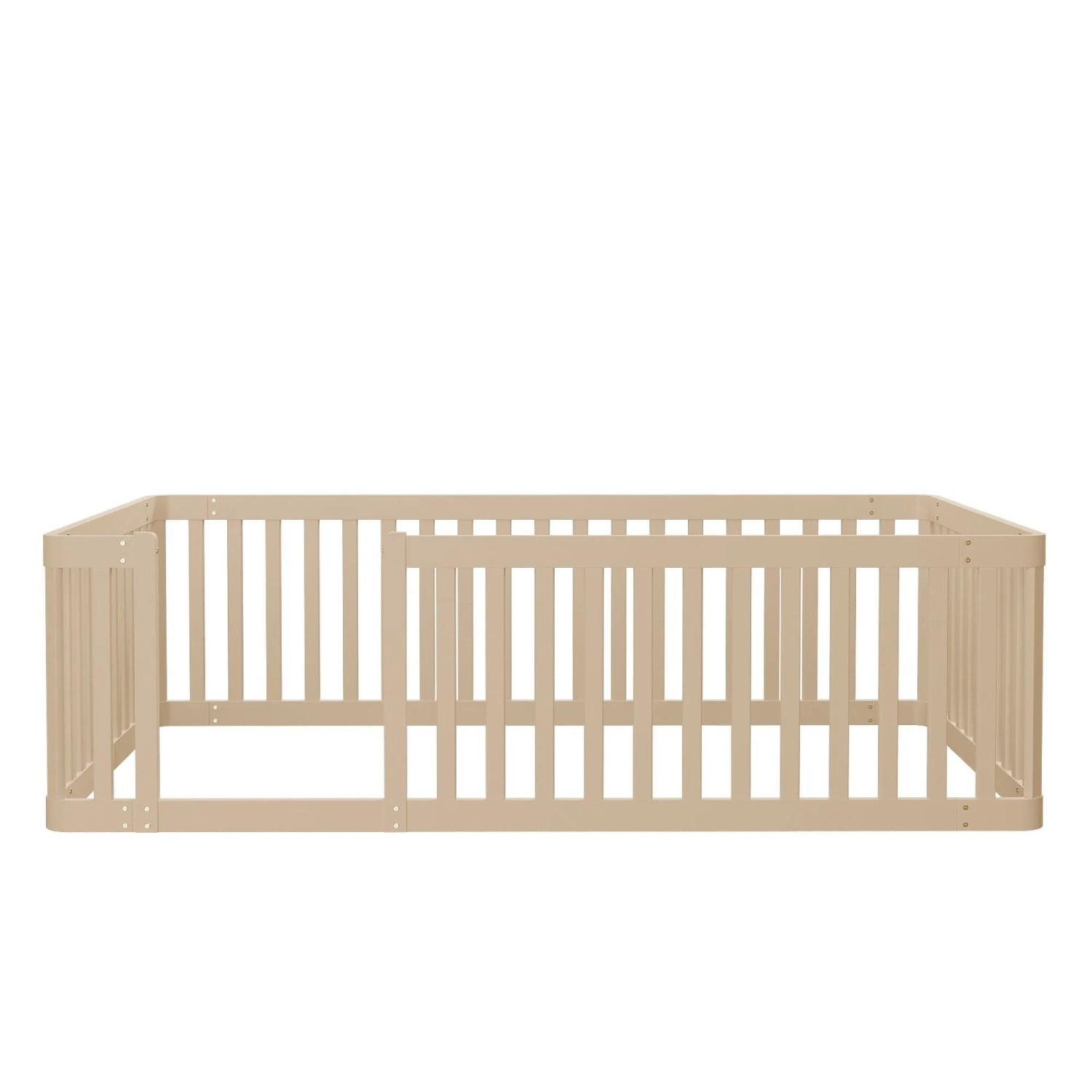 Merax Holzbettgestell 90x200 cm Mit Zaun Creme