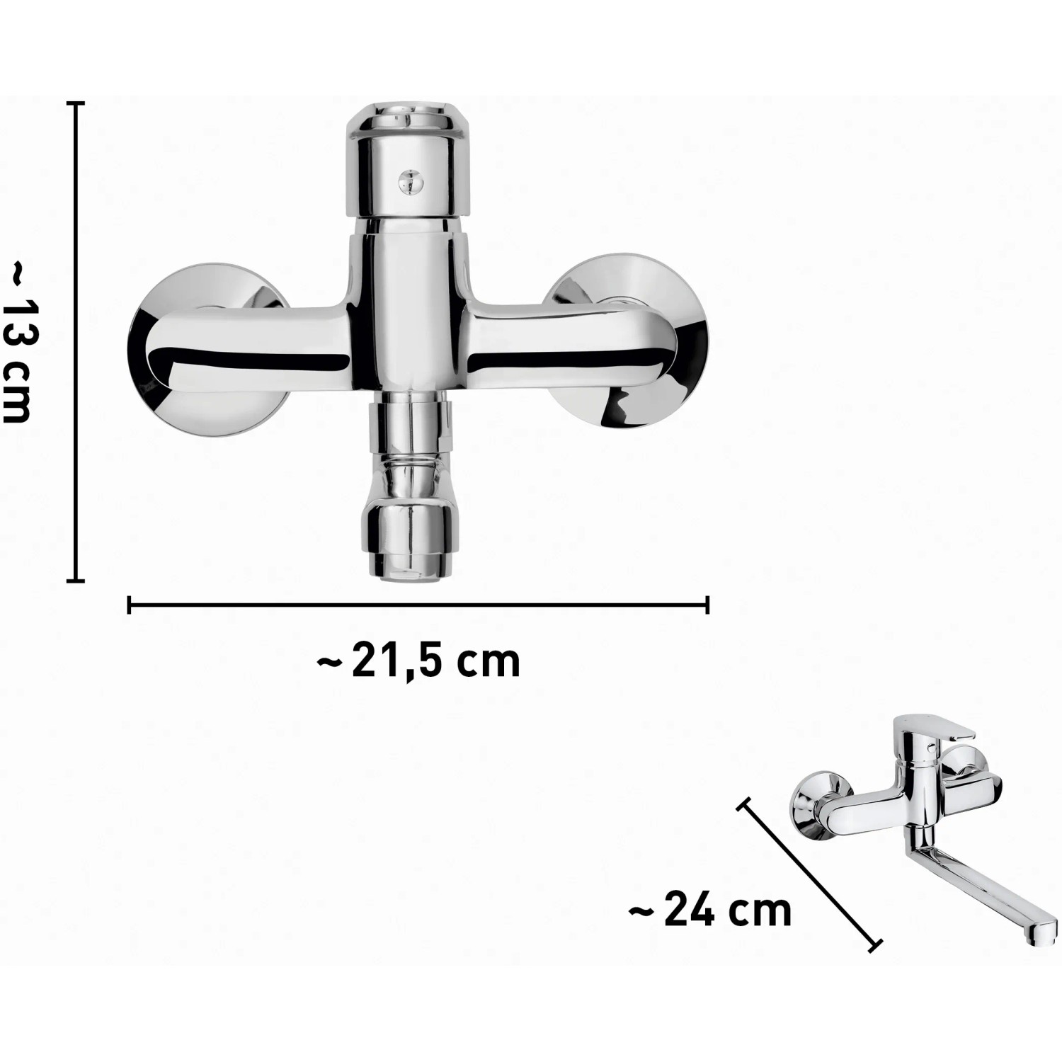 baliv Küchenarmatur KI-1130 Chrom, Wandarmatur mit schwenkbarem Auslauf.