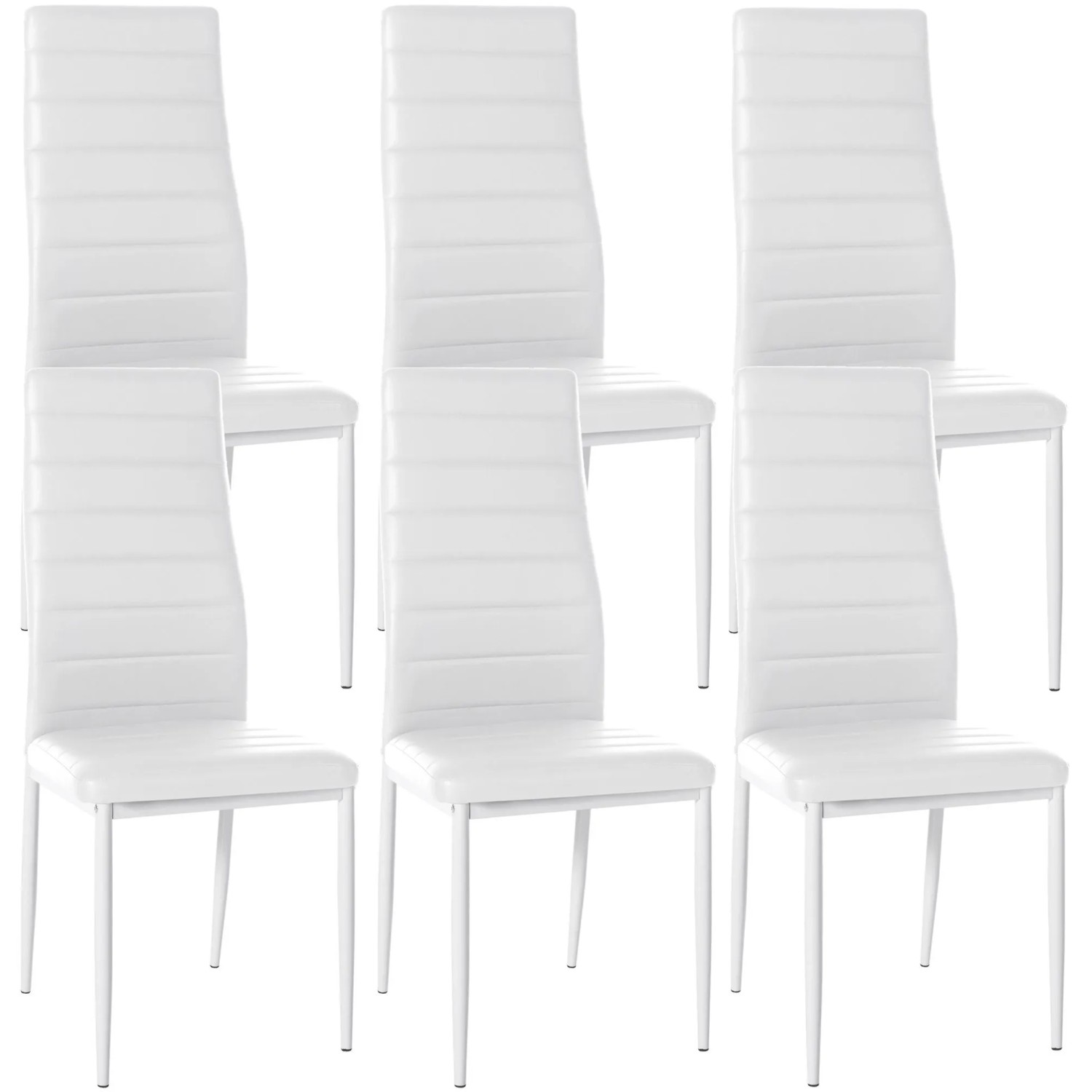 CLP 6er Set Esszimmerstühle Mayfair weiß/Kunstleder