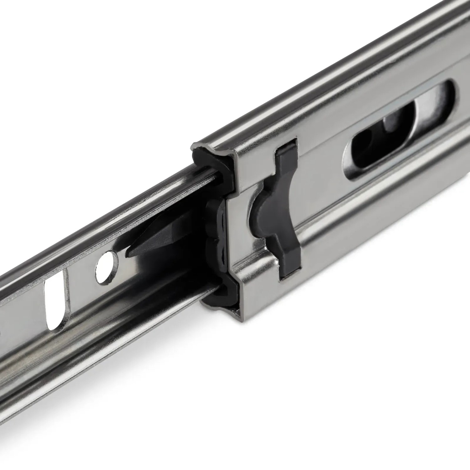 SOTECH Vollauszug 350 mm aus Metall für Schubladen, 25 kg Tragkraft. Detailansicht der Teleskopschiene.