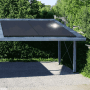 SUNNIVA Balkonkraftwerk 460W mit Fullblack Glas-Glas Solarmodulen auf Carport montiert.
