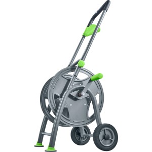 Geka Schlauchwagen mit 25 m Schlauch, grau und grün, für den flexiblen Einsatz im Garten.