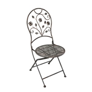 Klappstuhl Pinatubo 2er Set Bronze, pulverbeschichtetes Metall mit Rosen-Design für Garten & Balkon.