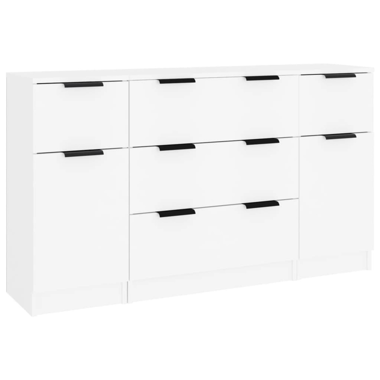vidaXL 3-Tlg Sideboard-Set Weiß Holzwerkstoff 3115820 günstig online kaufen
