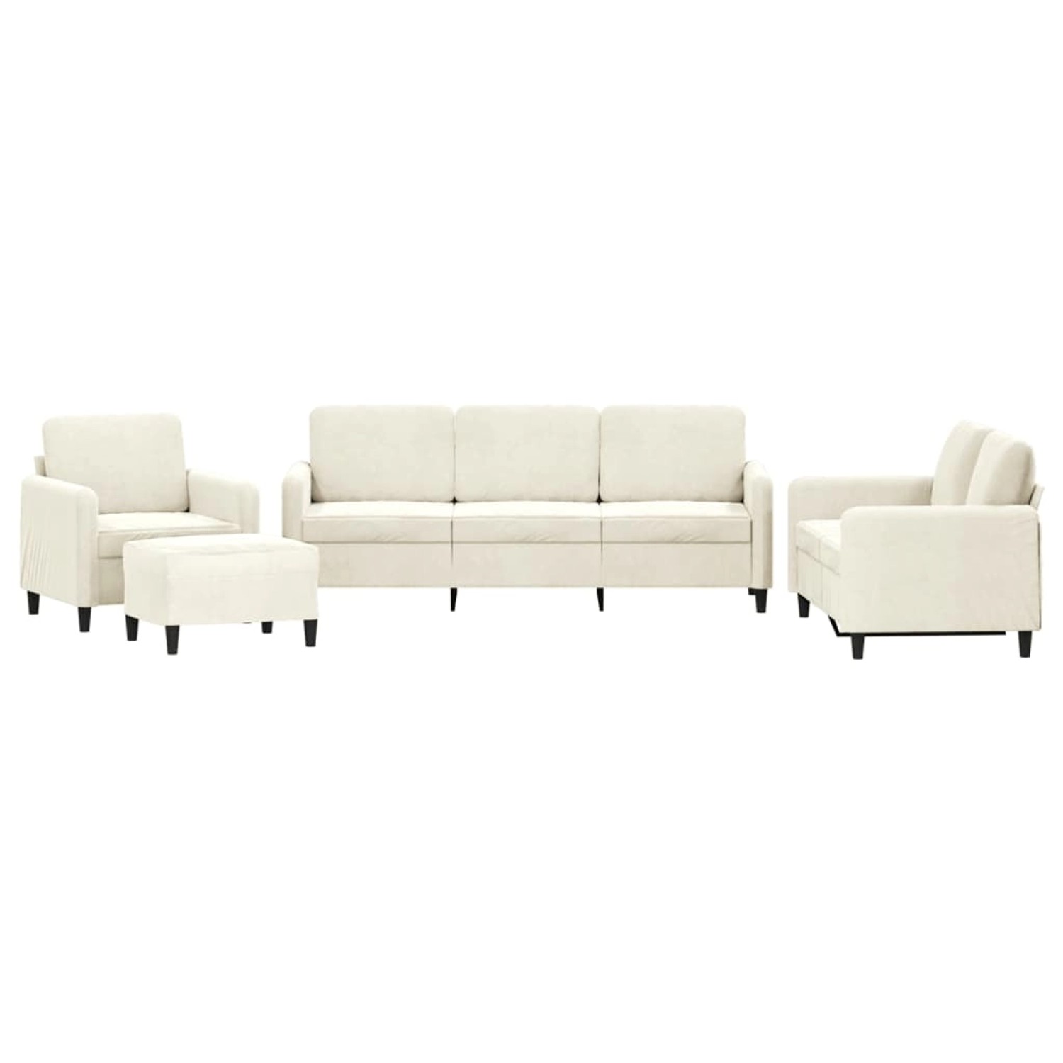 vidaXL 4-Tlg Sofagarnitur Creme Samt 3201952