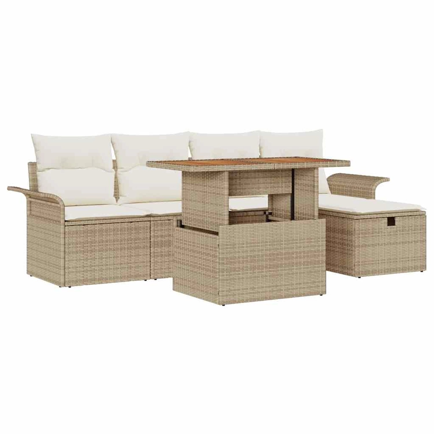 vidaXL Garten-Sofa-Set Höhenverstellbar 6-Tlg Beige Poly Rattan 3361239 günstig online kaufen