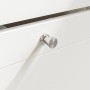 Detailaufnahme: Weißer SoBuy Schuhschrank mit silbernem Griff. Schuhkommode für Flur.