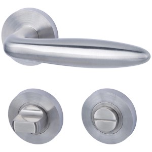 Rosetten-Garnitur Athen II-R für Bad/WC-Türen, Edelstahl satiniert.