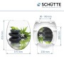 Schütte WC-Sitz Jasmin mit Absenkautomatik und Stein-Motiv, Duroplast, mit Maßangaben.