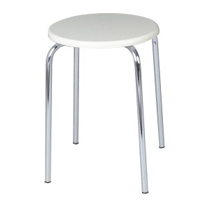 Wenko Badhocker Exclusiv mit weißer MDF-Sitzfläche und Chromgestell.