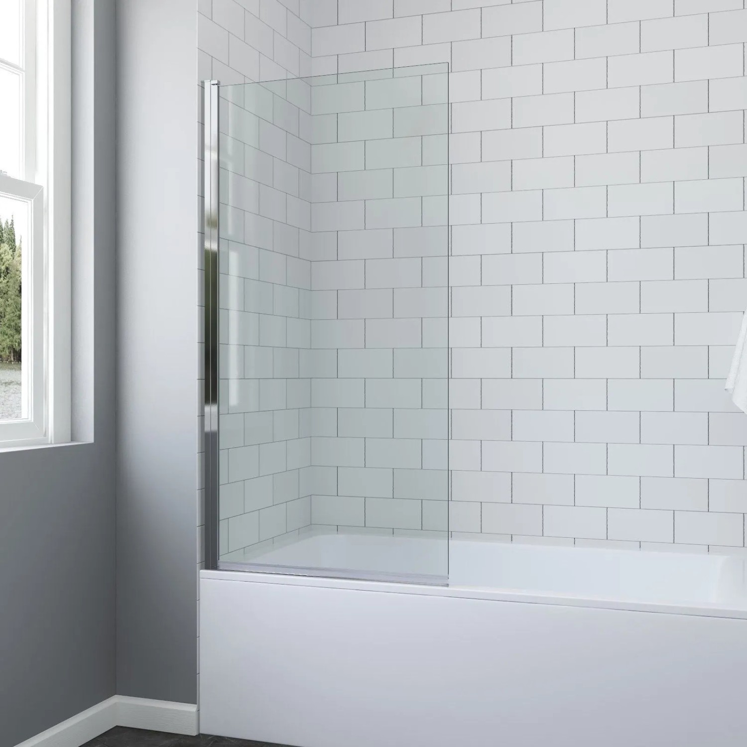 Aquabatos 1-flügelig Badewannenfaltwand Badewannenaufsatz mit Hebe-Senkmechanismus 8mm Nano ESG Duschabtrennung für Badewanne Linke Montage 80x140cm