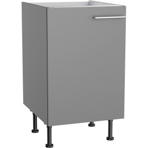 Optifit Spülenunterschrank Mats825, 50 cm, Basaltgrau, mit Tür und Griff in Edelstahloptik.