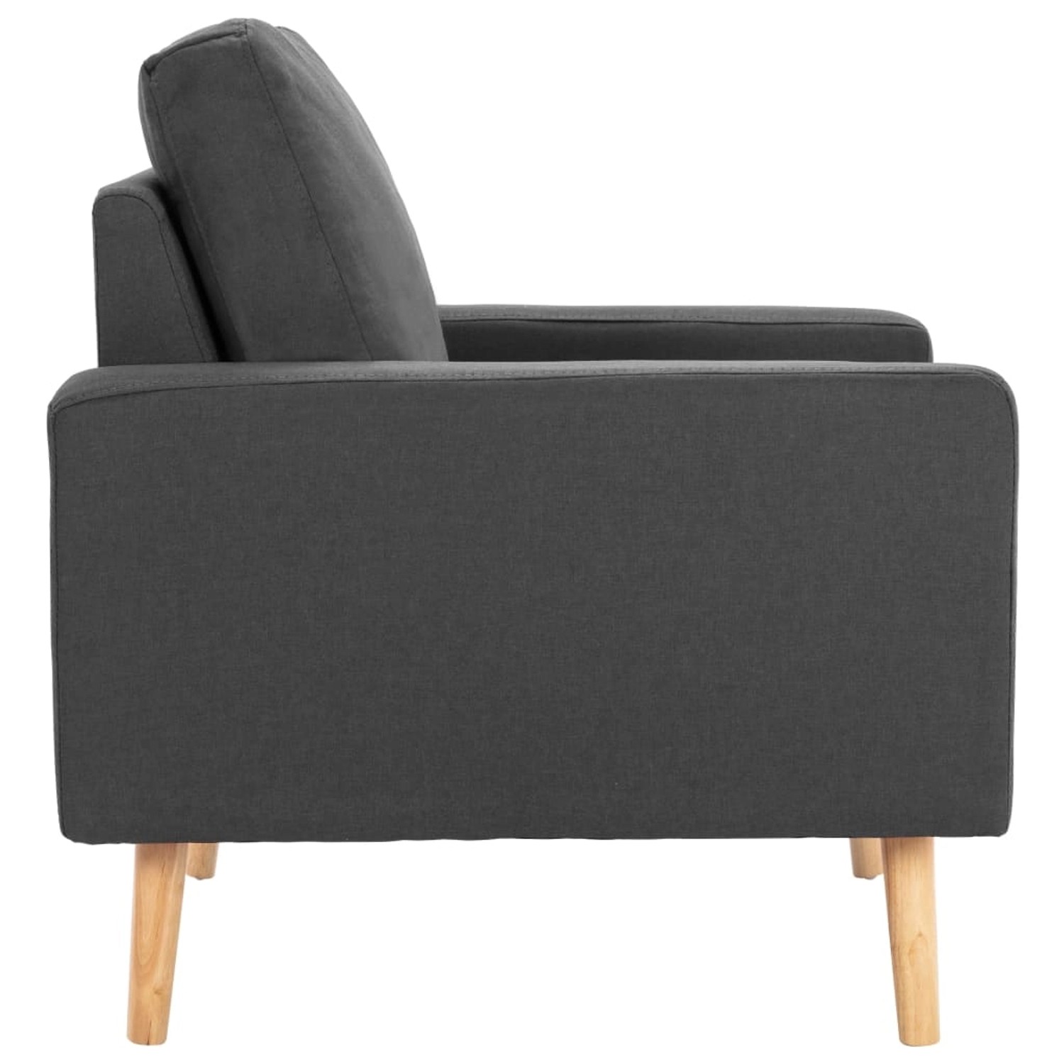 Dunkelgrauer Relaxsessel vidaXL Modell 13 aus Stoff mit Holzfüßen.