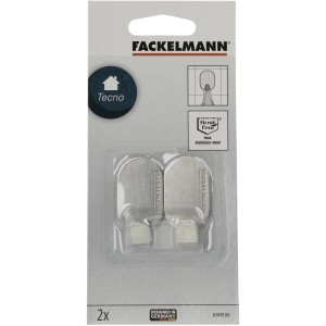 Fackelmann Klebehaken, 2er-Set, ovale Edelstahlhaken für Küche und Bad.