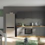 Moderne Küchenzeile (240 cm) in Grau-Wotaneiche ohne E-Geräte. Held Möbel Einbauküche für OBI.