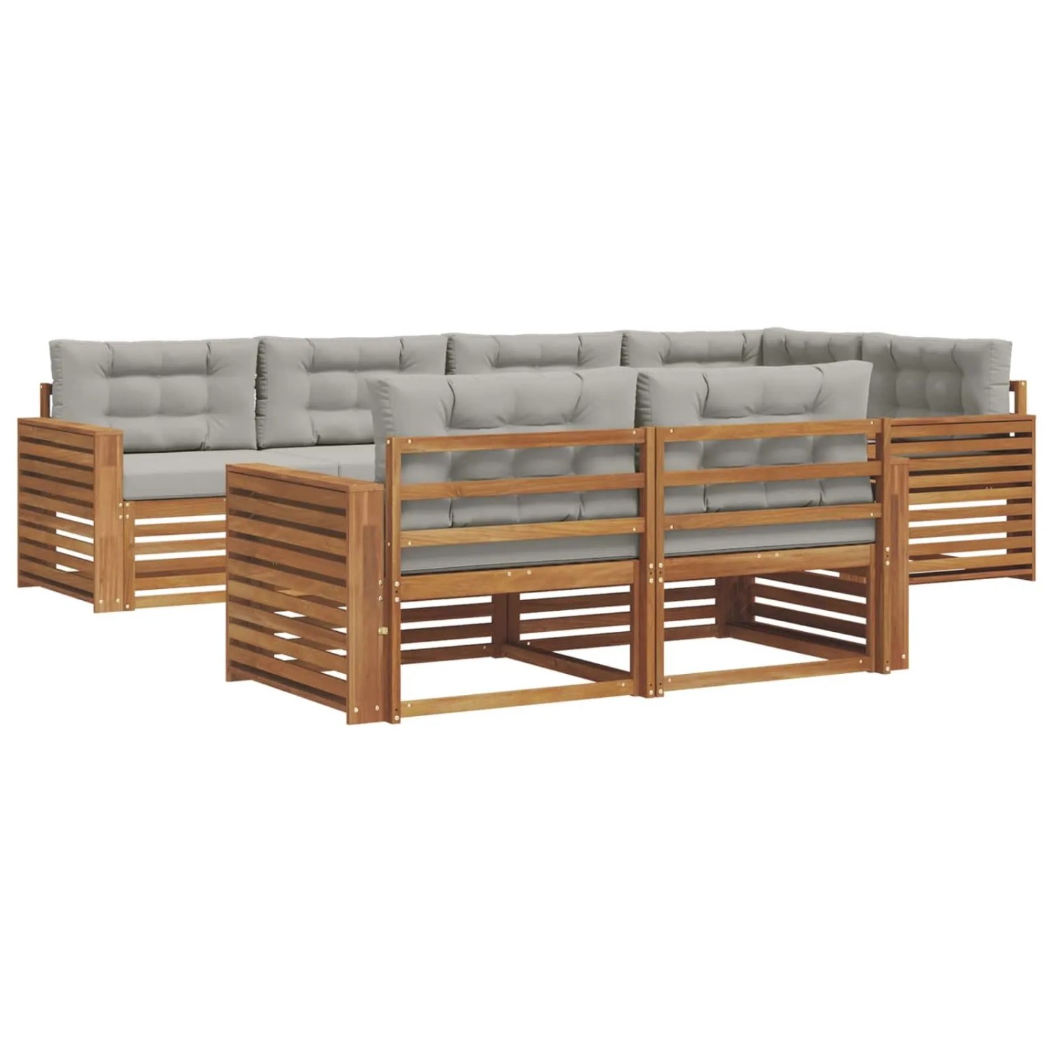 vidaXL Outdoor-Sofagarnitur mit Kissen 22-Tlg Natur und Hellgrau 3373626