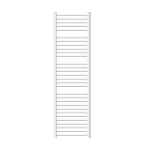 Weißer, gebogener LuxeBath Badheizkörper, 500x1800mm, mit Seitenanschluss.